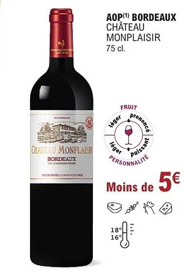 AOP(1) BORDEAUX CHÂTEAU MONPLAISIR 75 cl.