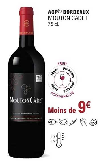 AOP(1) BORDEAUX MOUTON CADET 75 cl.