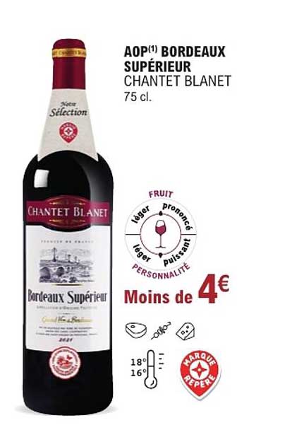 AOP(1) BORDEAUX SUPÉRIEUR CHANTET BLANET 75 cl.
