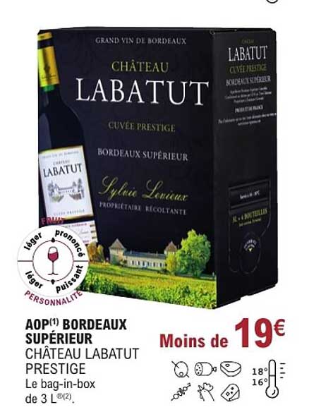 AOP(1) BORDEAUX SUPÉRIEUR CHÂTEAU LABATUT PRESTIGE