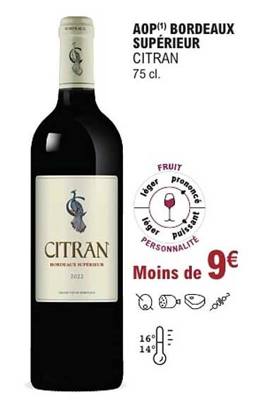 AOP(1) BORDEAUX SUPÉRIEUR CITRAN 75 cl.