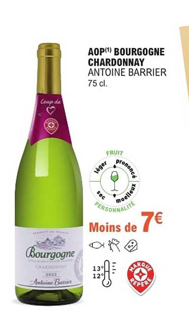 AOP(1) BOURGOGNE CHARDONNAY ANTOINE BARRIER 75 cl.