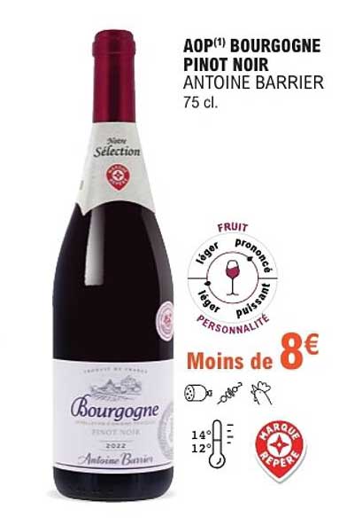 AOP(1) BOURGOGNE PINOT NOIR ANTOINE BARRIER 75 cl.