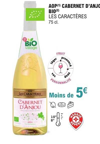 AOP(1) CABERNET D’ANJOU BIO(2) LES CARACTÈRES 75 cl.