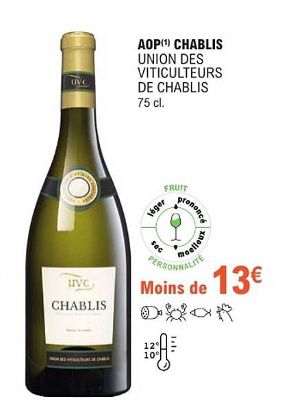 AOP(1) CHABLIS UNION DES VITICULTEURS DE CHABLIS 75 cl.