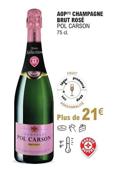 AOP(1) CHAMPAGNE BRUT ROSÉ POL CARSON 75 cl.