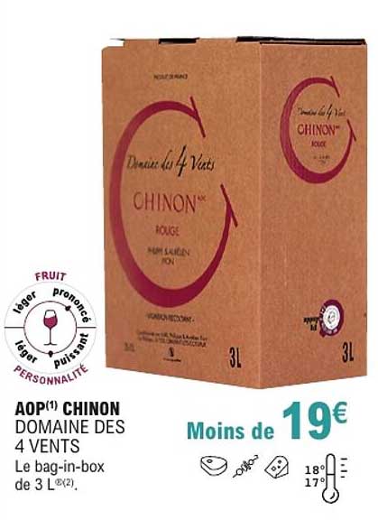 AOP(1) CHINON DOMAINE DES 4 VENTS Le bag-in-box de 3 L(2)