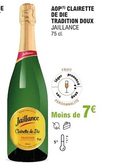 AOP(1) CLAIRETTE DE DIE TRADITION DOUX JAILLANCE 75 cl.