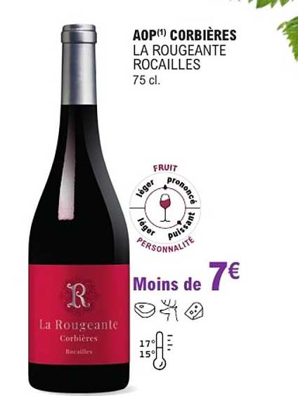 AOP¹ CORBIÈRES LA ROUGEANTE ROCAILLES 75 cl.