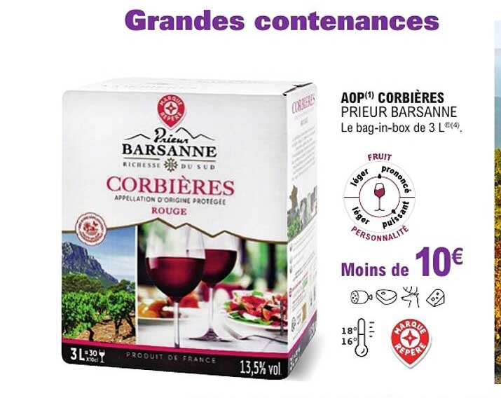 AOP(1) CORBIÈRES PRIEUR BARSANNE Le bag-in-box de 3 L