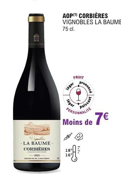 AOP(1) CORBIÈRES VIGNOBLES LA BAUME 75 cl.