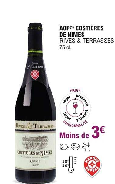 AOP(1) COSTIÈRES DE NÎMES RIVES & TERRASSES 75 cl.