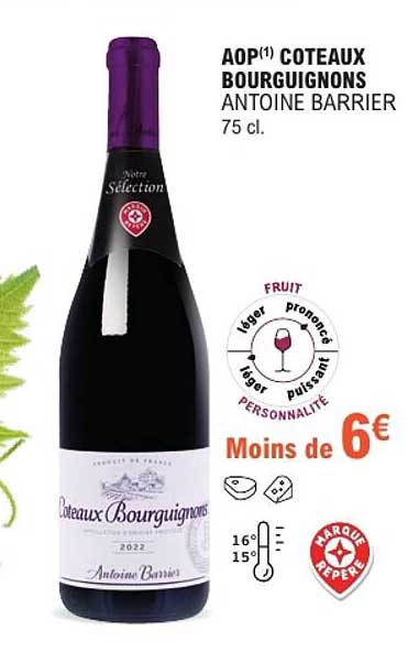 AOP(1) COTEAUX BOURGUIGNONS ANTOINE BARRIER 75 cl.