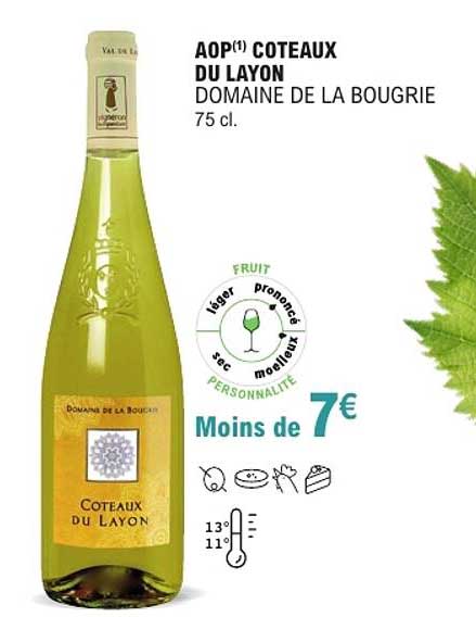 AOP(1) COTEAUX DU LAYON DOMAINE DE LA BOUGRIE 75 cl.