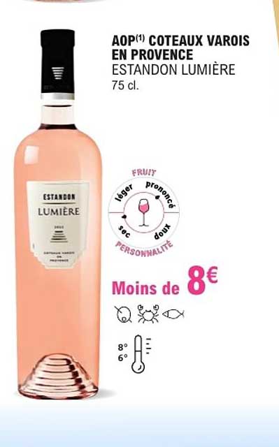 AOP(1) COTEAUX VAROIS EN PROVENCE ESTANDON LUMIÈRE 75 cl.