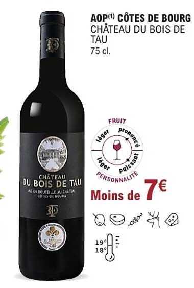 AOP(1) CÔTES DE BOURG CHÂTEAU DU BOIS DE TAU 75 cl.