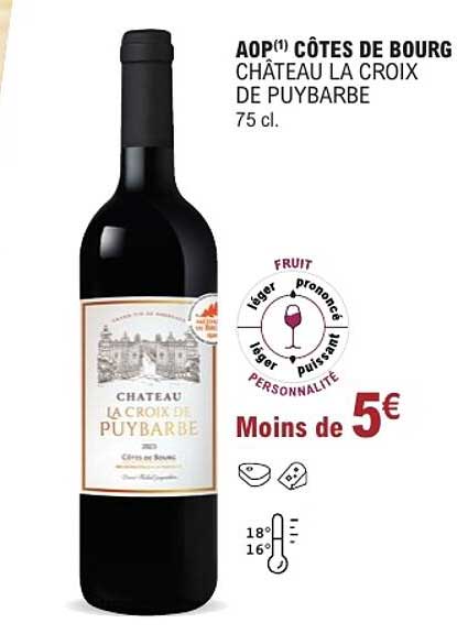 AOP(1) CÔTES DE BOURG CHÂTEAU LA CROIX DE PUYBARBE 75 cl.