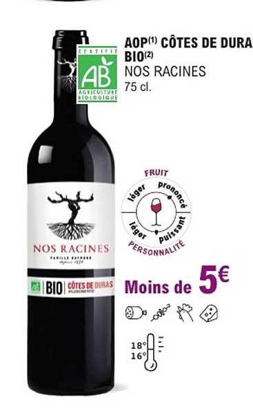 AOP(1) CÔTES DE DURA BIO(2) NOS RACINES 75 cl.