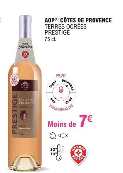 AOP(1) CÔTES DE PROVENCE TERRES OCRÉES PRESTIGE 75 cl.