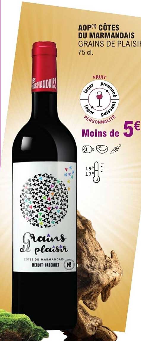 AOP(1) CÔTES DU MARMANDAIS GRAINS DE PLAISIR 75 cl.