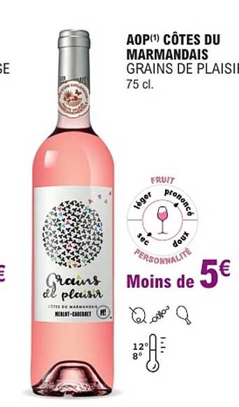 AOP(1) CÔTES DU MARMANDAIS GRAINS DE PLAISIR 75 cl.