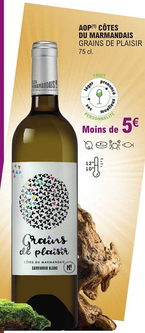 AOP(1) CÔTES DU MARMANDAIS GRAINS DE PLAISIR 75 cl.