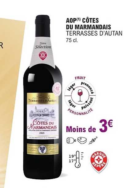 AOP(1) CÔTES DU MARMANDAIS TERRASSES D’AUTAN 75 cl.