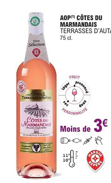AOP(1) CÔTES DU MARMANDAIS TERRASSES D’AUTAN 75 cl.