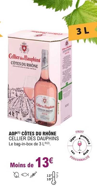 AOP(1) CÔTES DU RHÔNE CELLIER DES DAUPHINS Le bag-in-box de 3 L