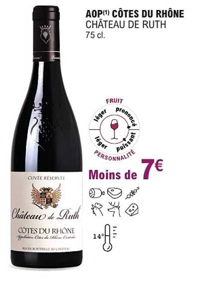 AOP(1) CÔTES DU RHÔNE CHÂTEAU DE RUTH 75 cl.