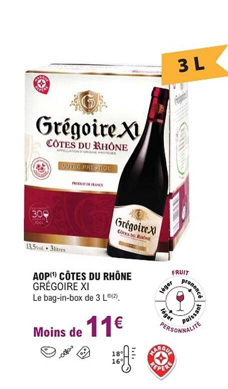 AOP(1) CÔTES DU RHÔNE GRÉGOIRE XI Le bag-in-box de 3 L ®(2)