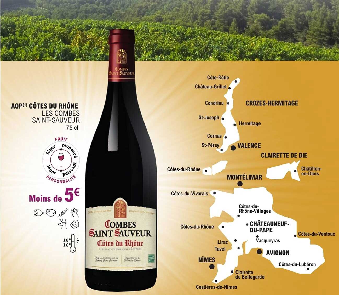AOP(1) CÔTES DU RHÔNE LES COMBES SAINT-SAUVEUR 75 cl