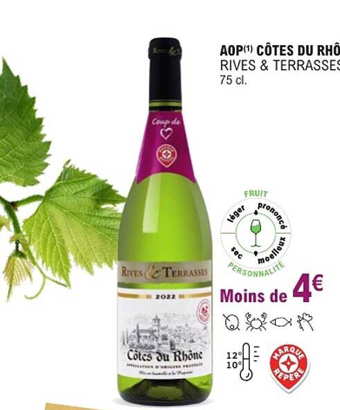 AOP(1) CÔTES DU RHÔNE RIVES & TERRASSES 75 cl.