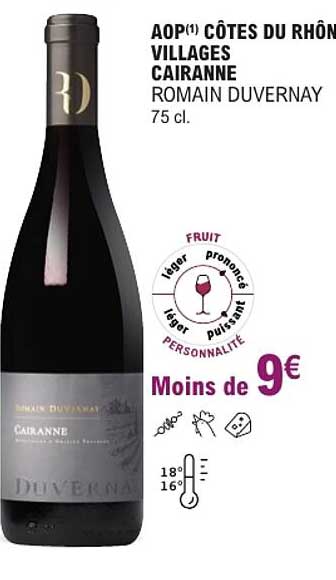 AOP(1) CÔTES DU RHÔNE VILLAGES CAIRANNE ROMAIN DUVERNAY 75 cl.