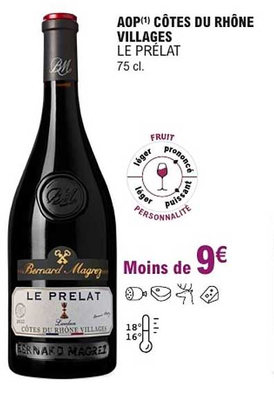AOP(1) CÔTES DU RHÔNE VILLAGES LE PRÉLAT 75 cl.