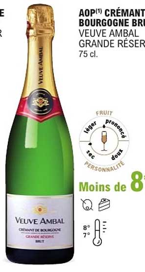 AOP(1) CRÉMANT BOURGOGNE BRUT VEUVE AMBAL GRANDE RÉSERVE 75 cl.