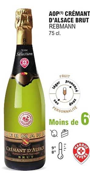 AOP(1) CRÉMANT D’ALSACE BRUT REBMANN 75 cl.