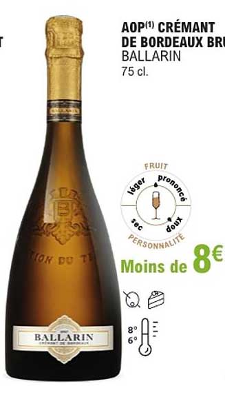 AOP(1) CRÉMANT DE BORDEAUX BRUT BALLARIN 75 cl.