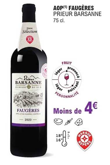 AOP(1) FAUGÈRES PRIEUR BARSANNE 75 cl.