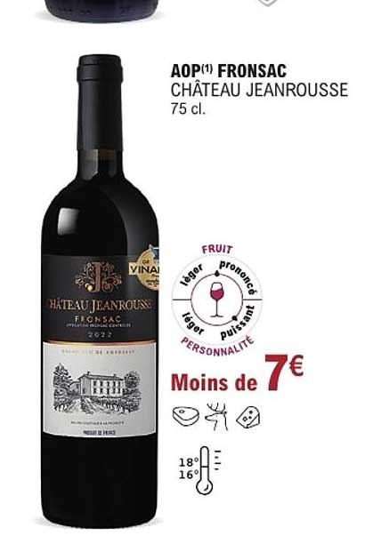 AOP(1) FRONSAC CHÂTEAU JEANROUSSE 75 cl.