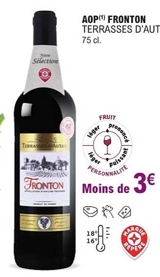 AOP¹ FRONTON TERRASSES D’AUTAN 75 cl.