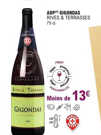 AOP(1) GIGONDAS RIVES & TERRASSES 75 cl.