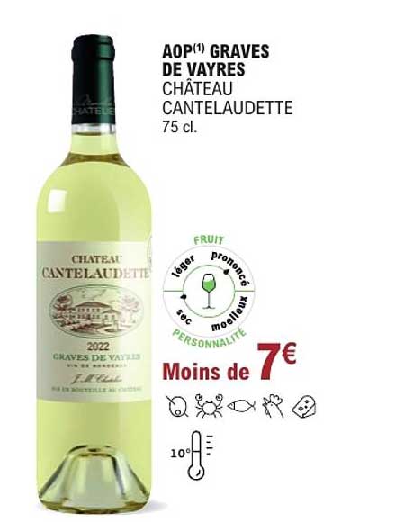 AOP(1) GRAVES DE VAYRES CHÂTEAU CANTELAUDETTE 75 cl.
