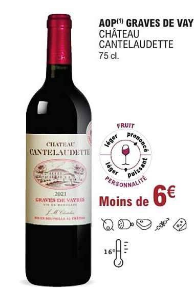 AOP(1) GRAVES DE VAYS CHÂTEAU CANTELAUDETTE 75 cl.