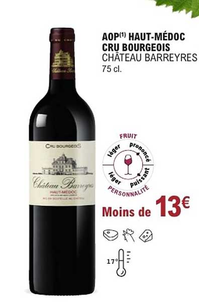 AOP(1) HAUT-MÉDOC CRU BOURGEOIS CHÂTEAU BARREYRES 75 cl.