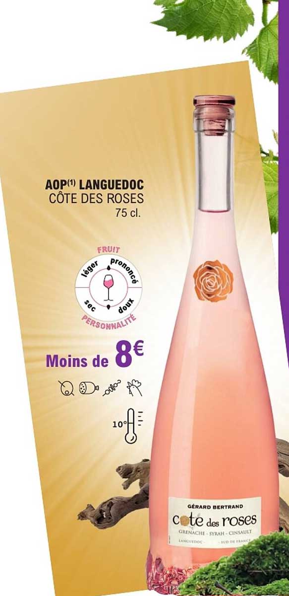 AOP(1) LANGUEDOC CÔTE DES ROSES 75 cl.