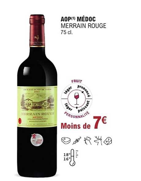 AOP(1) MÉDOC MERRAIN ROUGE 75 cl.