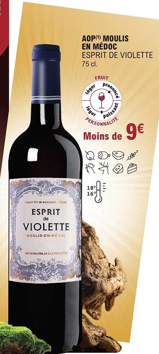 AOP(1) MOULIS EN MÉDOC ESPRIT DE VIOLETTE 75 cl.