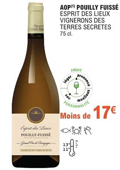 AOP(1) POUILLY FUISSÉ ESPRIT DES LIEUX VIGNERONS DES TERRES SECRETES 75 cl.