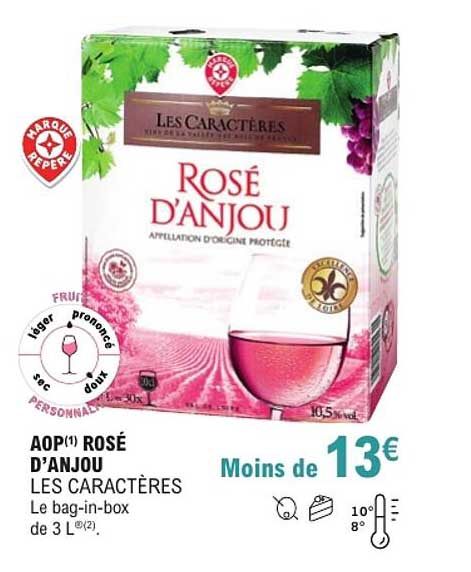 AOP(1) ROSÉ D’ANJOU LES CARACTÈRES Le bag-in-box de 3 L